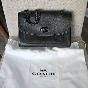 Coach Soft Parker Shoulder Bag in Black with Gunmetal Hardware